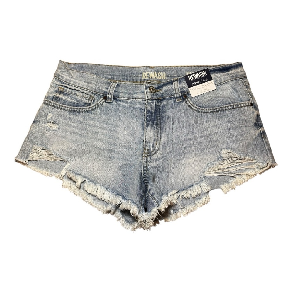 REWASH Light Blue Distressed Vintage Reunion Low Rise Denim Shorts 9/29 NWT